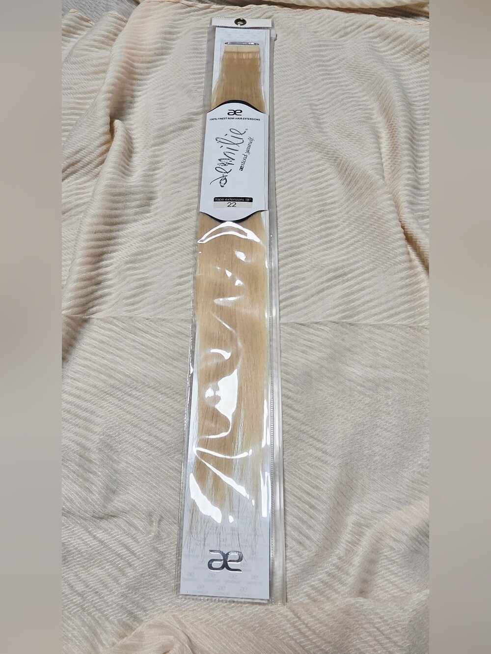 Aemilie Tape Hair Extensions 18" Shade 22 Blonde Remi Hair Extensions NEW Sealed